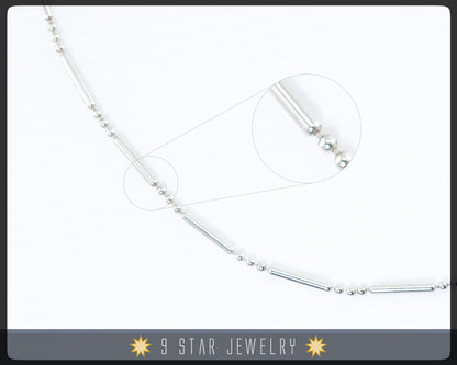 Sterling Silver 18" Bar and Bead Chain Necklace