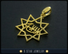 Load image into Gallery viewer, Gold Baha&#39;i 9 Star Greatest Name Pendant - (electroplate) - BPGP15