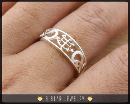 The "Divine Wisdom" Sterling Silver Baha’i Ringstone Symbol Ring - Sizes 4 to 10.5