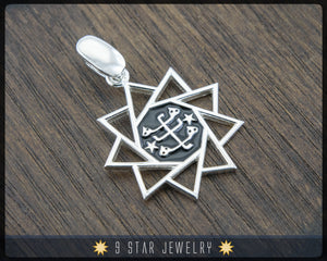 925 Sterling Silver Baha'i 9 Star Pendant (big) - BPS17b
