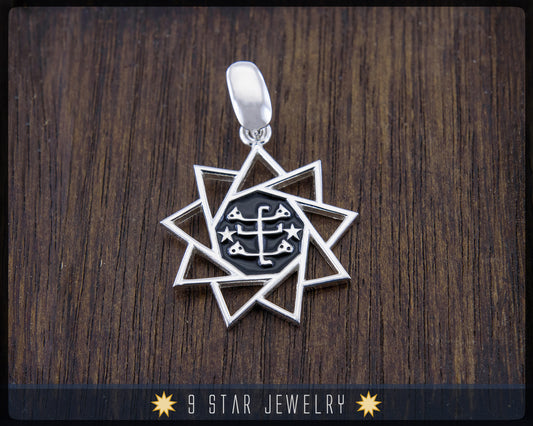 925 Sterling Silver Baha'i 9 Star Pendant (big)