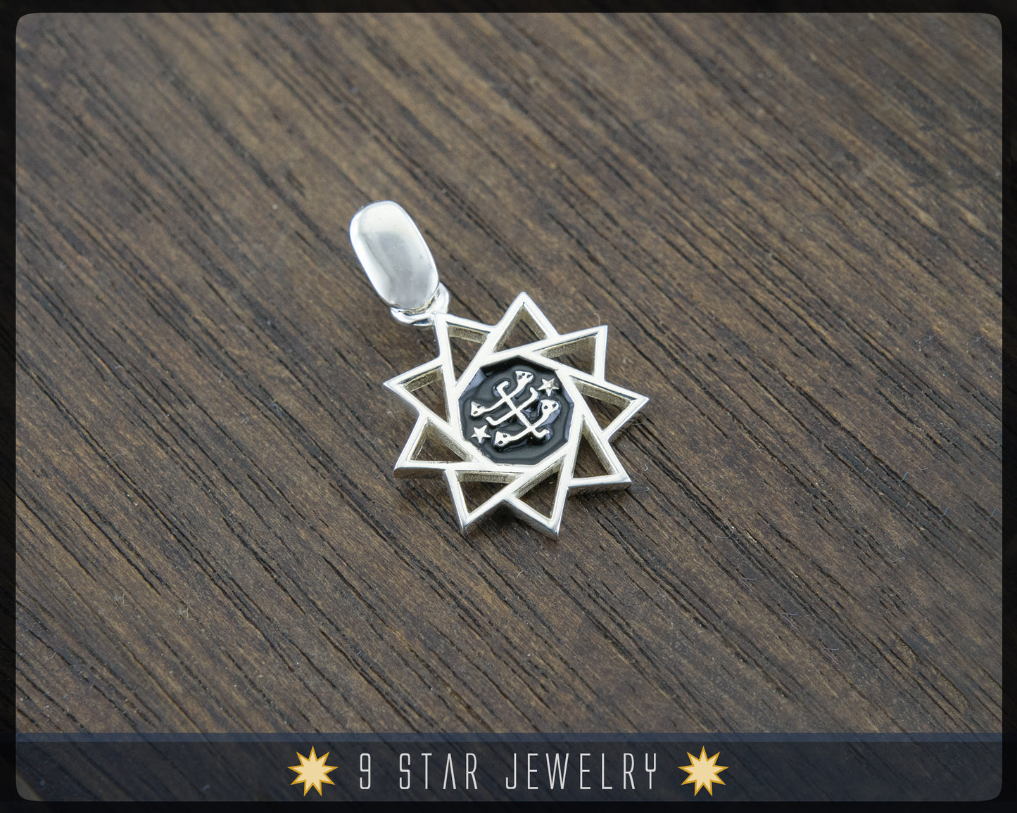 925 Sterling Silver Baha'i 9 Star Pendant (small)