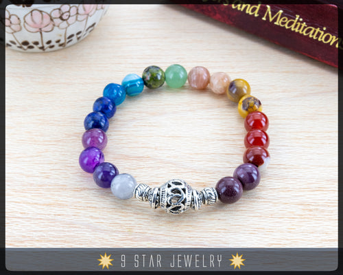Amethyst, Tourmaline, etc. 19 Unique Gemstones - Baha'i Prayer Beads Bracelet 