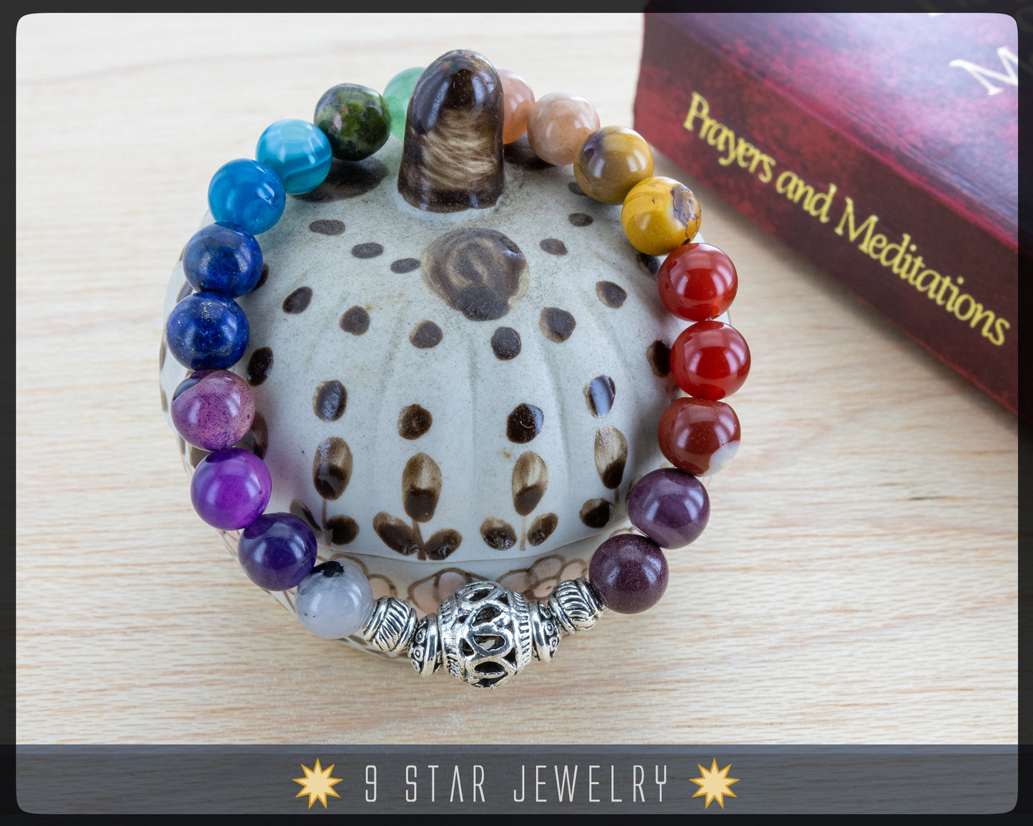 Amethyst, Tourmaline, etc. 19 Unique Gemstones - Baha'i Prayer Beads Bracelet "Unity in Diversity"