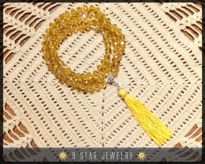 Sunbeam Crystal Tassel Necklace Prayer Beads - Baha'i Prayer Beads Full 95 (Alláh-u-Abhá) "Lush"