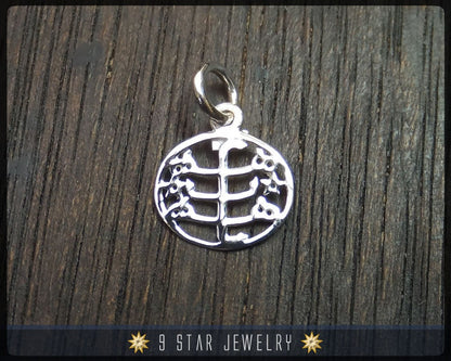925 Sterling Silver 9 Star Bahai Pendant w/ Ringstone Symbol