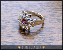 Load image into Gallery viewer, Pink Sapphire - Sterling Silver 9 Star Baha&#39;i Ring with genuine gemstone - (Limited Edition) - BRS6PS