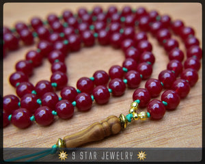Carnelian Red Hand Knotted Baha'i Prayer Beads - Full 95 (Alláh-u-Abhá) "Legacy"- BPB54