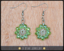Load image into Gallery viewer, Radiant Star - Baha&#39;i 9 Star Crystal Wire-wrapped Earrings -New Leaf crystal- BRSE13