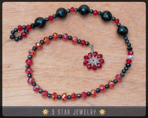 Crystal Radiant Star wire-wrapped Baha'i Prayer Beads - 5 x 19 (Alláh-u-Abhá) - BPBA48