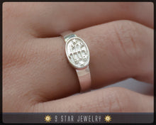 Load image into Gallery viewer, Silver Baha&#39;i Ringstone Symbol Ring - Sizes 2 to 11.5