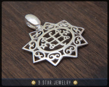 Load image into Gallery viewer, Sterling Silver 9 Star Bahai Pendant w/ Ring Stone Symbol - BPS13