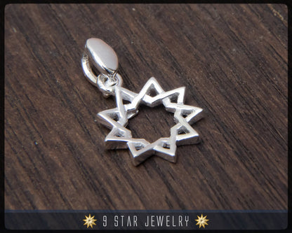 9 Star Baha'i Pendant (Small): 925 Sterling Silver