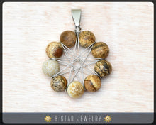 Load image into Gallery viewer, Picture Jasper &quot;Radiant Star&quot; Baha&#39;i 9 Star wire wrapped Pendant - BRSP1
