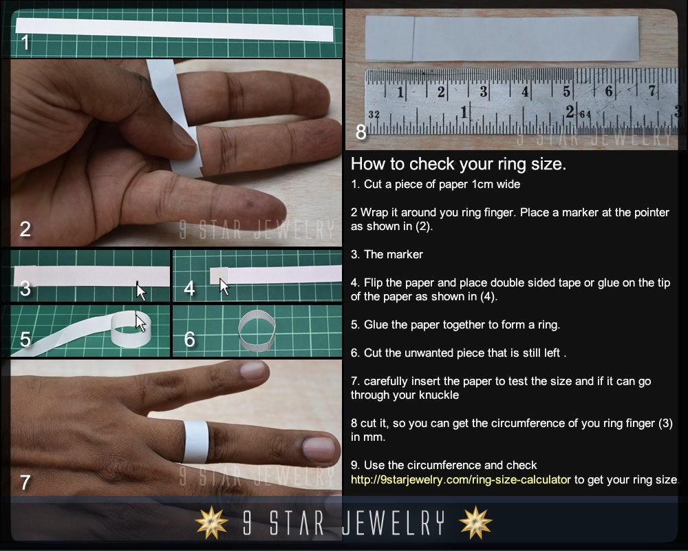 Sterling Silver Baha'i 9 Star, Ring Stone Symbol Ring Sizes 3.5 to 1