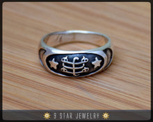 Load image into Gallery viewer, Sterling Silver Baha&#39;i Ringstone Symbol Ring - Sizes 2.5 to 13