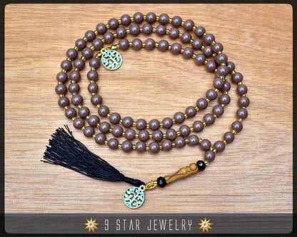 Baha'i Prayer Beads - Full 95 (Alláh-u-Abhá) w/ Tree of Life charm- silk tassel "Serene"