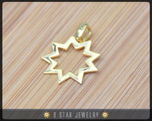 Load image into Gallery viewer, Gold Baha&#39;i 9 Star Pendant - (electroplate) - BPGP21