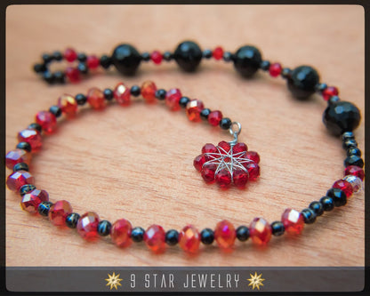 Crystal Radiant Star wire-wrapped Baha'i Prayer Beads - 5 x 19 (Alláh-u-Abhá)