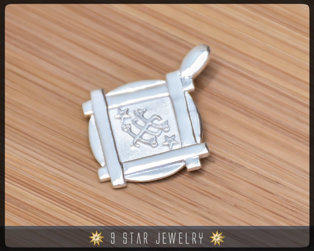 Sterling Silver 9 Star Bahai Pendant w/ Ring Stone Symbol