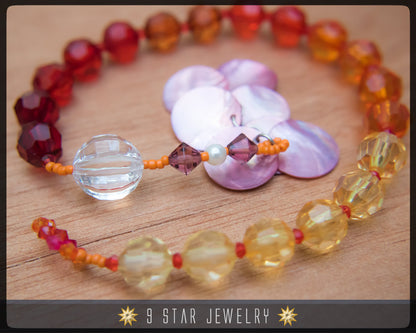 Baha'i Prayer Beads (Alláh-u-Abhá)with mother of pearl "Tropical Sunset"