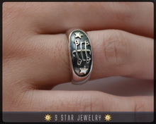 Load image into Gallery viewer, Silver Baha&#39;i Ringstone Symbol Ring - Sizes 4 to 13