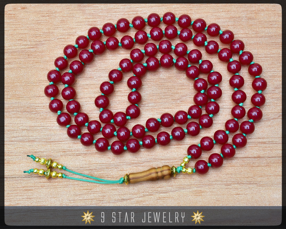 Carnelian Red Hand Knotted Baha'i Prayer Beads - Full 95 (Alláh-u-Abhá) "Legacy"
