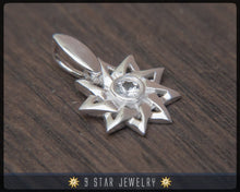 Load image into Gallery viewer, Sterling Silver 9 Star Baha&#39;i Pendant with White Sapphire - BPS19