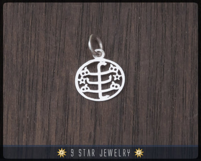 925 Sterling Silver 9 Star Bahai Pendant w/ Ringstone Symbol