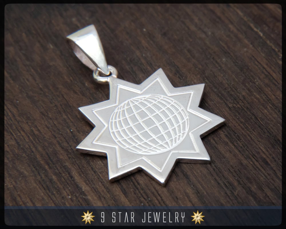 925 Sterling Silver 9 Star Baha'i Pendant (Baha'i World Congress, New York 1992)
