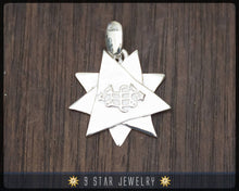 Load image into Gallery viewer, BPS22 - 925 Sterling Silver 9 Star Baha&#39;i Pendant /w Ring Stone Symbol
