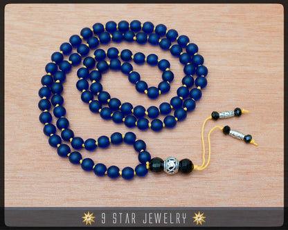 Matte Blue Hand Knotted Baha'i Prayer Beads - Full 95 (Alláh-u-Abhá) "Indivar"