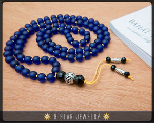 Matte Blue Hand Knotted Baha'i Prayer Beads - Full 95 (Alláh-u-Abhá) "Indivar"- BPB65