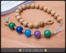 Load image into Gallery viewer, Silver Baha&#39;i Ringstone Symbol w/ Jade - Baha&#39;i Prayer Beads &quot;Dhara&quot; - BPB69