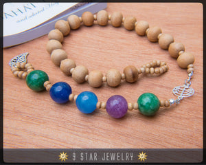Silver Baha'i Ringstone Symbol w/ Jade - Baha'i Prayer Beads "Dhara" - BPB69