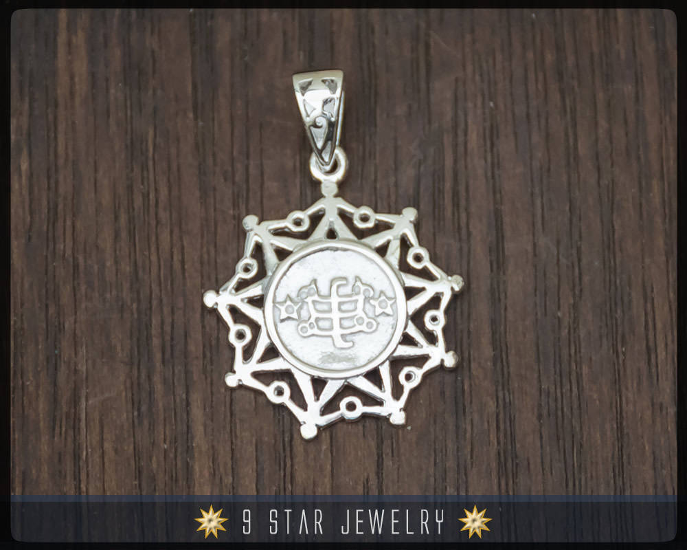 925 Sterling Silver 9 Star Baha'i Pendant with Ring Stone Symbol