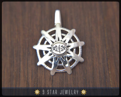 925 Sterling Silver 9 Star Baha'i Unity Pendant with Ring Stone Symbol