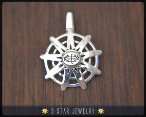 BPS28 - 925 Sterling Silver 9 Star Baha'i Unity Pendant with Ring Stone Symbol