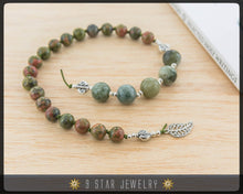 Load image into Gallery viewer, Unakite &amp; Moss Agate Hand Knotted Baha&#39;i Prayer Beads &quot;The Ardent Love&quot; - BPB48