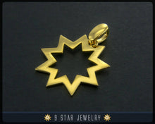 Load image into Gallery viewer, Gold Baha&#39;i 9 Star Pendant - (electroplate) - BPGP21