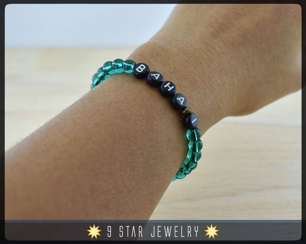 Aqua Green - "BAHAI" Letter bracelet - Stretchable