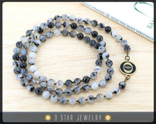 Load image into Gallery viewer, Tourmaline Baha&#39;i Prayer Beads with bahai ringstone symbol - &quot;Divine Unity&quot; BPB78