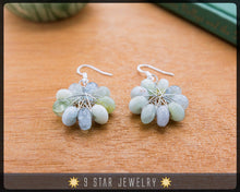 Load image into Gallery viewer, Natural Aquamarine Radiant Star Earrings w/ 925 Sterling Silver Hooks - Dangle Earrings - BRSE35