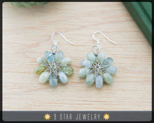 Load image into Gallery viewer, Natural Aquamarine Radiant Star Earrings w/ 925 Sterling Silver Hooks - Dangle Earrings - BRSE35