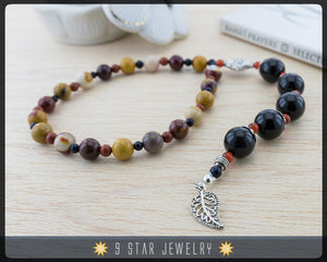 Black Obsidian & Moukaite Baha'i Prayer Beads 5x19 (Alláh-u-Abhá) "Keeper of Strength" - BPB49