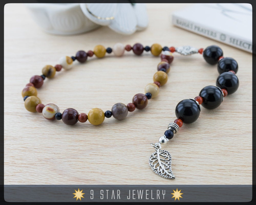 Black Obsidian & Moukaite Baha'i Prayer Beads 5x19 (Alláh-u-Abhá) 