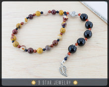 Load image into Gallery viewer, Black Obsidian &amp; Moukaite Baha&#39;i Prayer Beads 5x19 (Alláh-u-Abhá) &quot;Keeper of Strength&quot; - BPB49