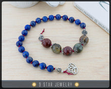 Load image into Gallery viewer, Lapis Lazuli &amp; Picasso Jasper Baha&#39;i Prayer Beads 5x19 - Hand Knotted Padma&quot; - BPB52