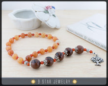 Load image into Gallery viewer, Red Aventurine &amp; Mahogany Obsidian Baha&#39;i Prayer Beads 5x19 &quot;Clarity&quot; - BPB51