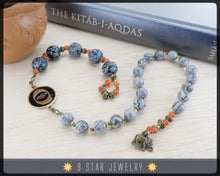 Load image into Gallery viewer, Landscape Jasper &amp; Snowflake Obsidian- Baha&#39;i Prayer Beads 5x19  &quot;Justice&quot;- BPB85